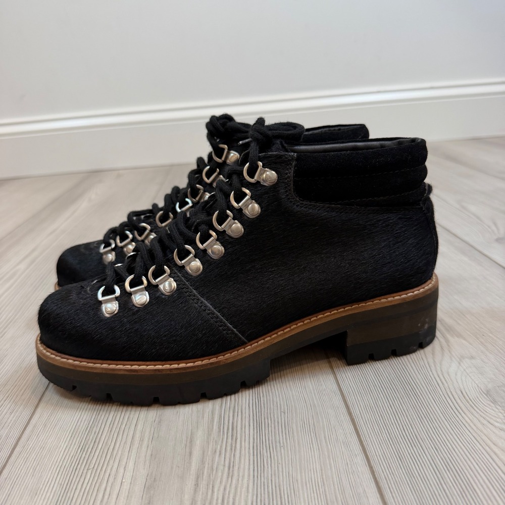 Clarks Orianna Alpine Black Calf Hair Hiking Boots Lug Sole US 9 261616534065